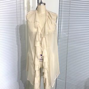 ILLIA Silk Charmeuse Ruffle Vest